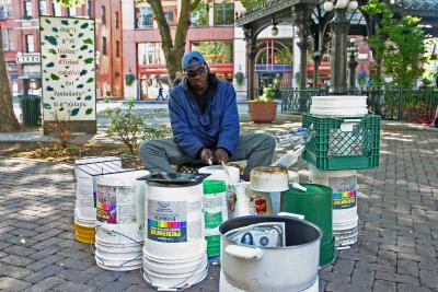 Street Drummer in Pioneer Square