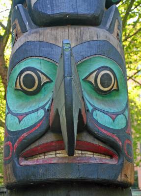 Totem Pole Face Of Tlingits Tribe Alaska ( Pioneer Square)
