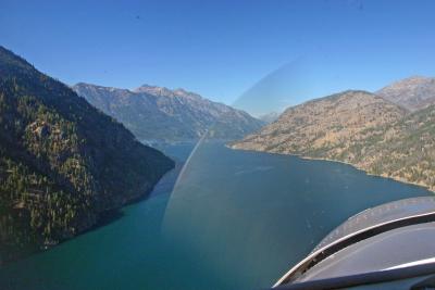 Flying over Lake Chelan