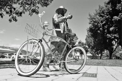 My Bike Next To Bronze Man In Wenatchee Park