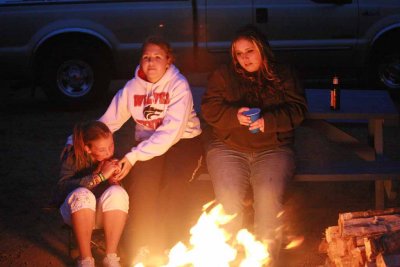  Hannah , Angela and Gurine Enjoy Evening Fire