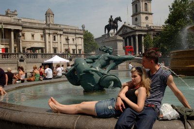 Relaxing at Trafalgar Square