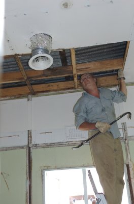 pulling down a ceiling
