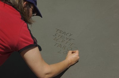 Tracy leaving a message for future conservation architects