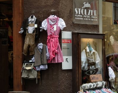 Kufstein clothes shop mini lederhosen