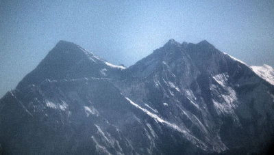 Grainy Himalayan Everest 8850m and Lhotse 8516m (4th highest)