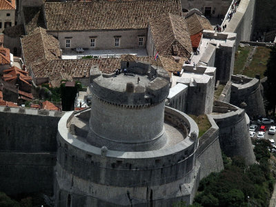 Dubrovnik tower and walls from Srd Hill