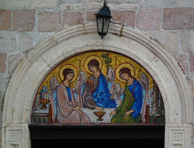 Another mosaic  above Sveti Trojica church door Budva