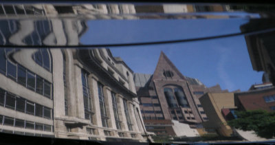 Pepys Lane reflected in car roof