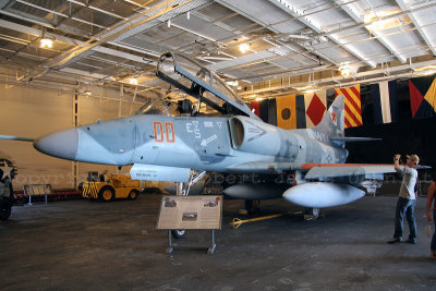 A4 Skyhawk (Aggressor Squadron) on the Hanger Deck.JPG