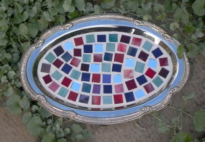colored glass tray