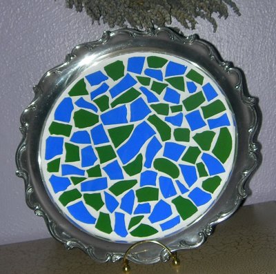 blue & green swirl tray