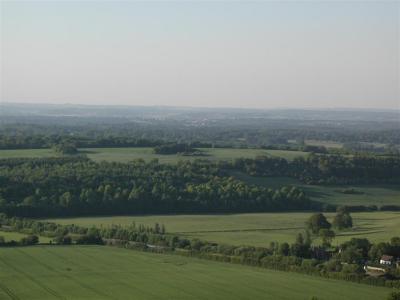 looking towards Newbury from Beacon Hill, the old A34 filling station bottom right..