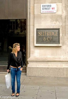 Outside Selfridges in Oxford Street