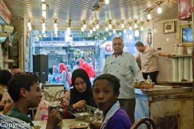 Inside a restaurant on 26th July Street