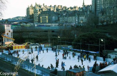 Ice skating in the Princes Street Gardens