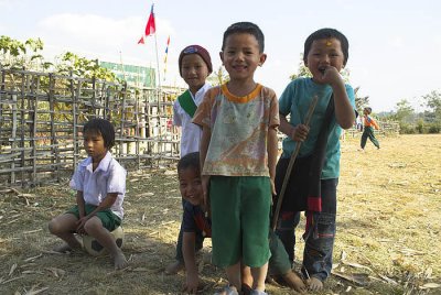 Schools out for these hilltribe children, outside Kengtung