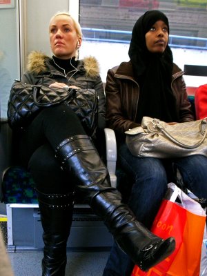 Blonde with black bag & black with blonde bag