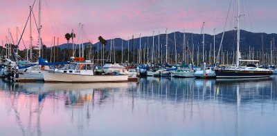 Santa Barbara Harbor - Sunrise over the Mountains