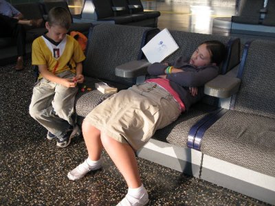 Aven crashes as we wait for our flight to Dubai after 12 hrs of sightseeing.