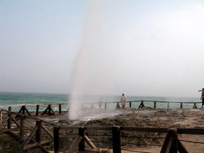 Soft limestone is dissolved by the sea and creates blow holes.