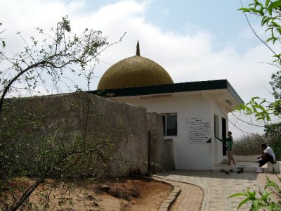 The outside of the tomb.