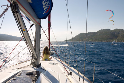 Avoiding windsurfers...