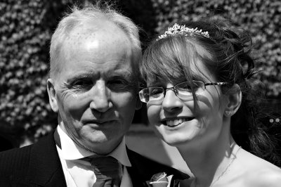 The Bride and Dad in Black and White