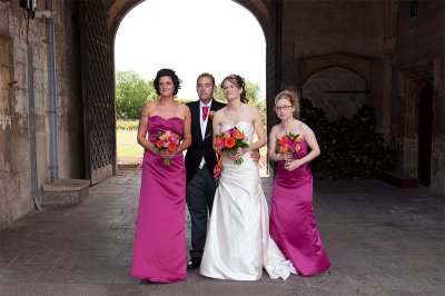 The Bride and Groom with Bridesmaids