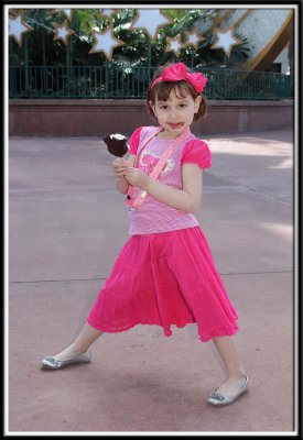 Kylie makes a mess with her ice cream!