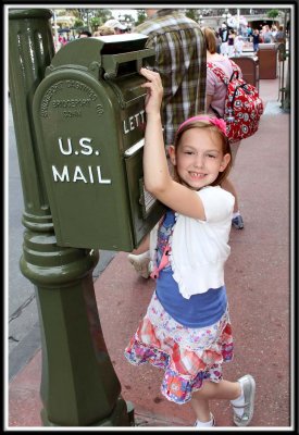 Noelle finds the mail box on Main Street
