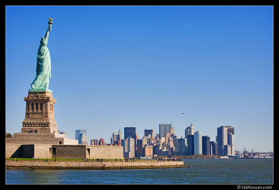 Liberty Island and Manhattan