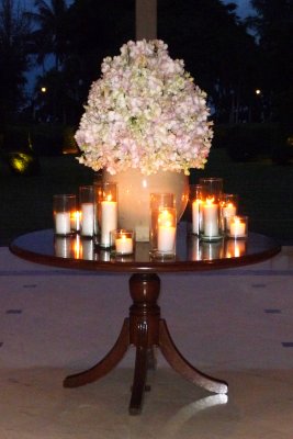 Candles and flowers in foyer