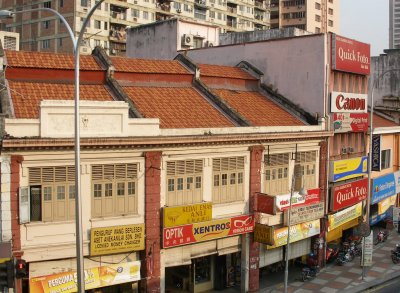 Shophouses from monorail, Chow Kit