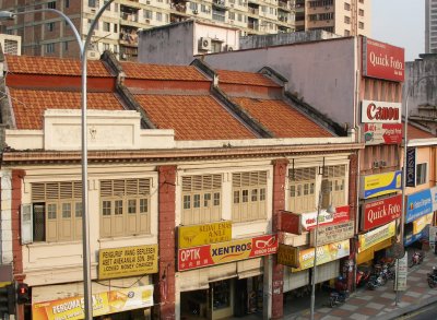 Shophouses from monorail, Chow Kit