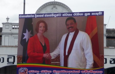 Billboard in Pettah: Julia Gillards meets Sri Lanka's President