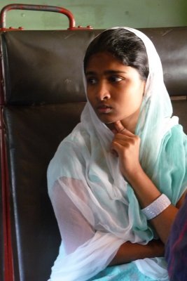 Muslim girl on train near Kandy