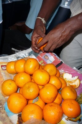 Oranges for sale on bus to Matara