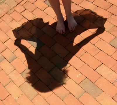 My shadow on a windy day at Belle Grove.