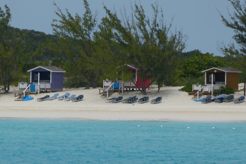 The cabanas on the beach
