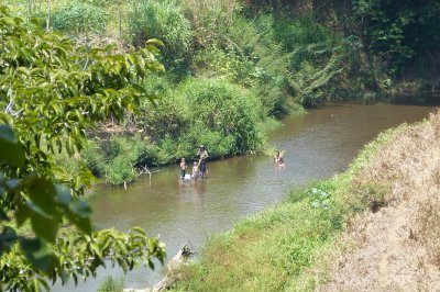 Locals swimming in the river