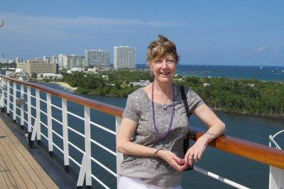 Linda at the Sail-A-Way on the aft deck