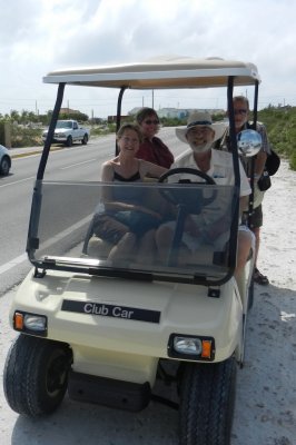 The four of us in Nathan's golf cart