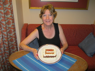 Linda recieves a cake from the ship for her birthday!