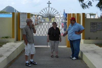 Bryan, Lynda & Bully (our guide) in front of Santana Pastoor Kraanwinkel Cemetery