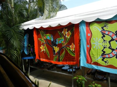 Colourful batiks on the grounds where the Mangrove Swamp Tour was launched from 