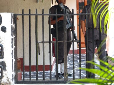 In Mexico it seems you are never more than 6 feet from an armed guard.  Very comforting indeed.
