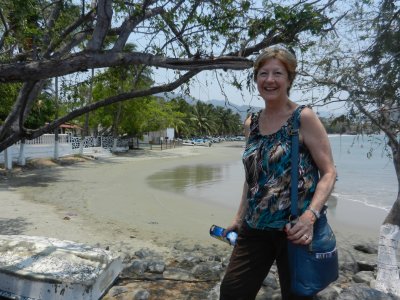 Linda on shore in Zihuatanejo