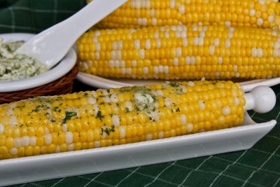 Corn on the Cob with Garlic, Jalapeno, Cilantro, Lime Butter