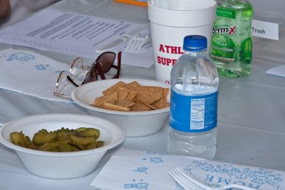 Wheat thins, pickles, and a drink of water help cleanse the palate...